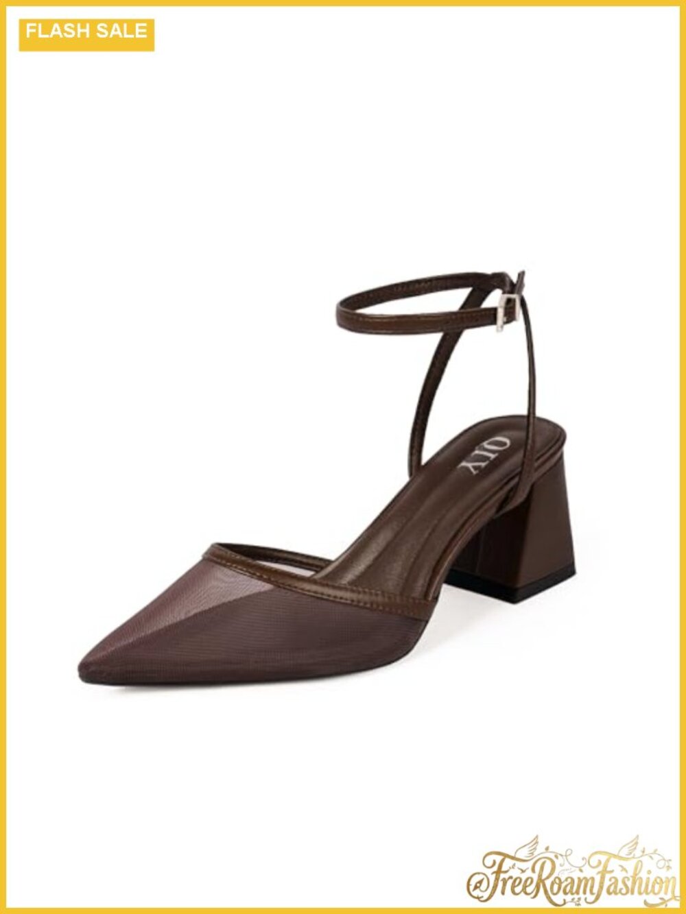 Women's Pointed Toe Chunky Heel Pump with Adjustable Ankle Strap